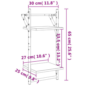 Mensole a Parete con Aste 2pz Rovere Sonoma 30x25x65 cm 836254