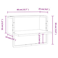 Mensola a Parete con Asta Rovere Fumo 40x25x30 cm 836285