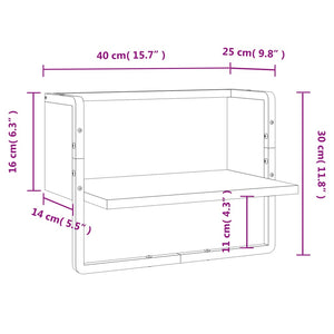 Mensola a Parete con Asta Rovere Fumo 40x25x30 cm 836285