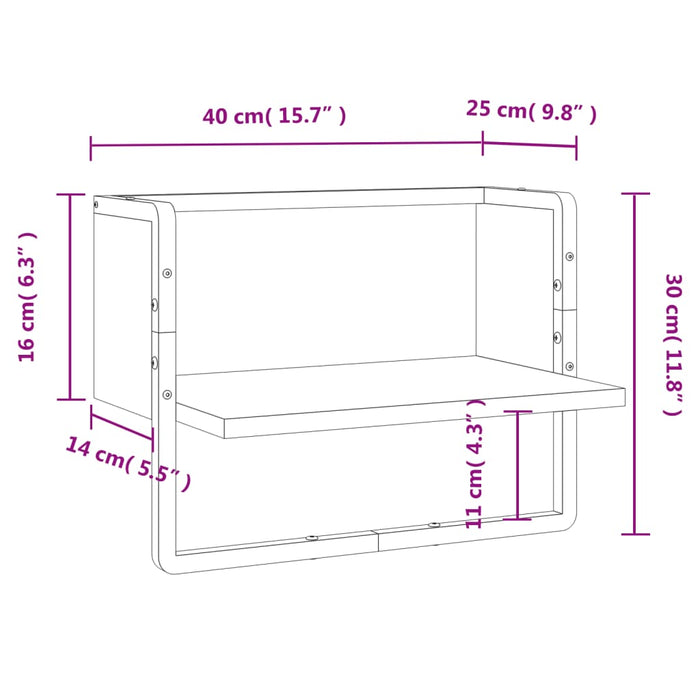 Mensola a Parete con Asta Rovere Fumo 40x25x30 cm 836285