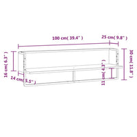 Mensola a Parete con Asta Rovere Fumo 100x25x30 cm 836295