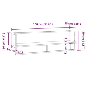 Mensola a Parete con Asta Rovere Fumo 100x25x30 cm 836295