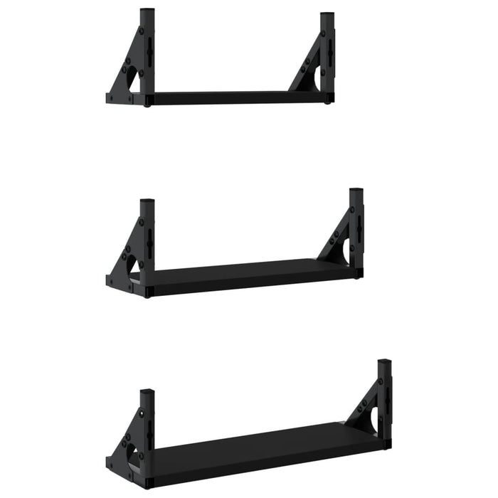 Set Mensole da Parete 3pz Nero in Legno Multistrato 836318