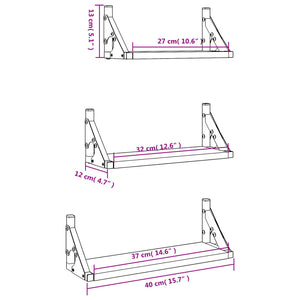 Set Mensole da Parete 3pz Nero in Legno Multistrato 836318