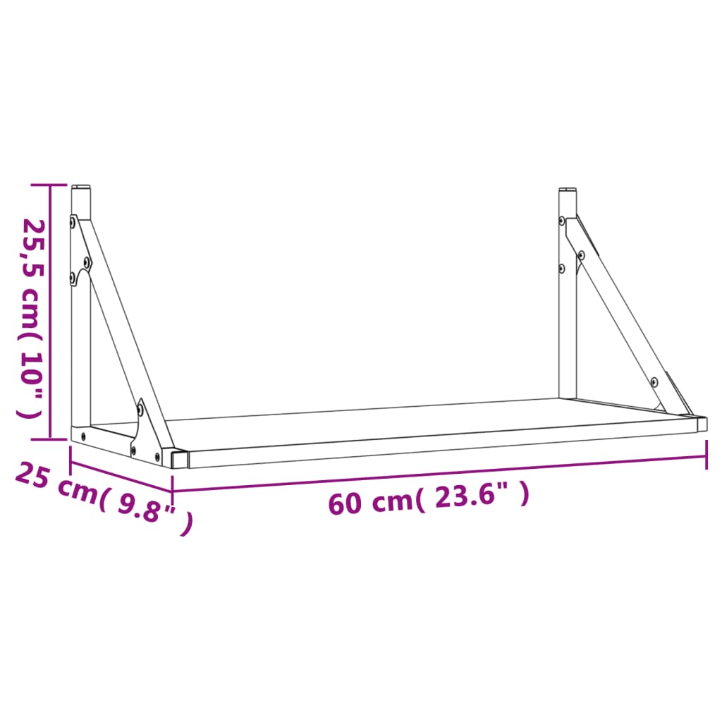 Mensole Parete 2pz Rovere Sonoma 60x25x25,5cm Legno Multistrato 836334