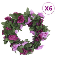 Ghirlande Fiori Artificiali 6 pz Viola Chiaro Primaverile 250cmcod mxl 106719