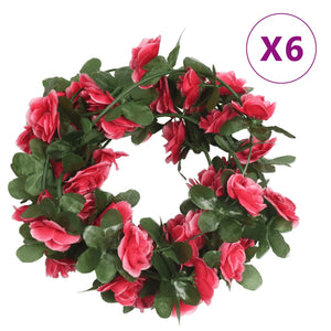 Ghirlande Fiori Artificiali 6 pz Rosa Rossa Primaverile 250cm 359039