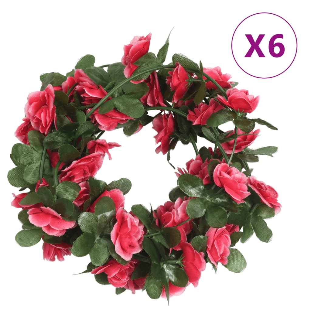 Ghirlande Fiori Artificiali 6 pz Rosa Rossa Primaverile 250cmcod mxl 130708