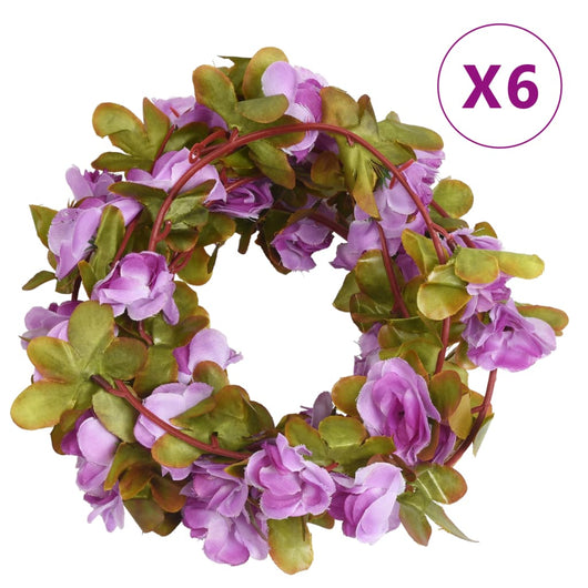 Ghirlande Fiori Artificiali 6 pz Viola Chiaro 250cm 359043