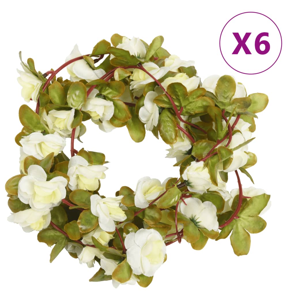 Ghirlande Fiori Artificiali 6 pz Bianco 250cmcod mxl 130709