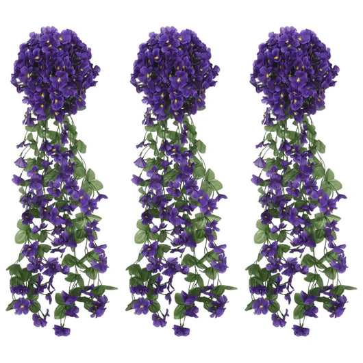 Ghirlande Fiori Artificiali 3 pz Viola Scuro 85cmcod mxl 106723