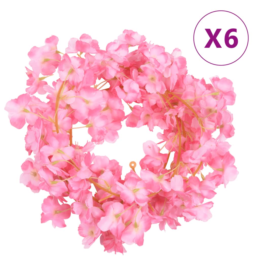 Ghirlande Fiori Artificiali 6 pz Rosa Scuro 180cmcod mxl 106724