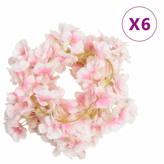 Ghirlande Fiori Artificiali 6 pz Rosa Chiaro 180cm 359057