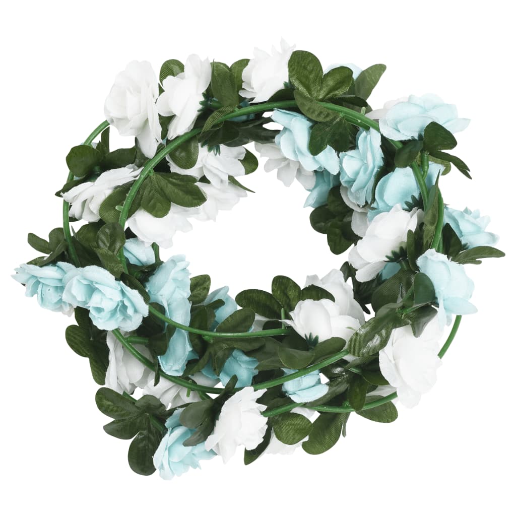 Ghirlande Fiori Artificiali Natale 6 pz Blu e Bianco 240 cm 359065