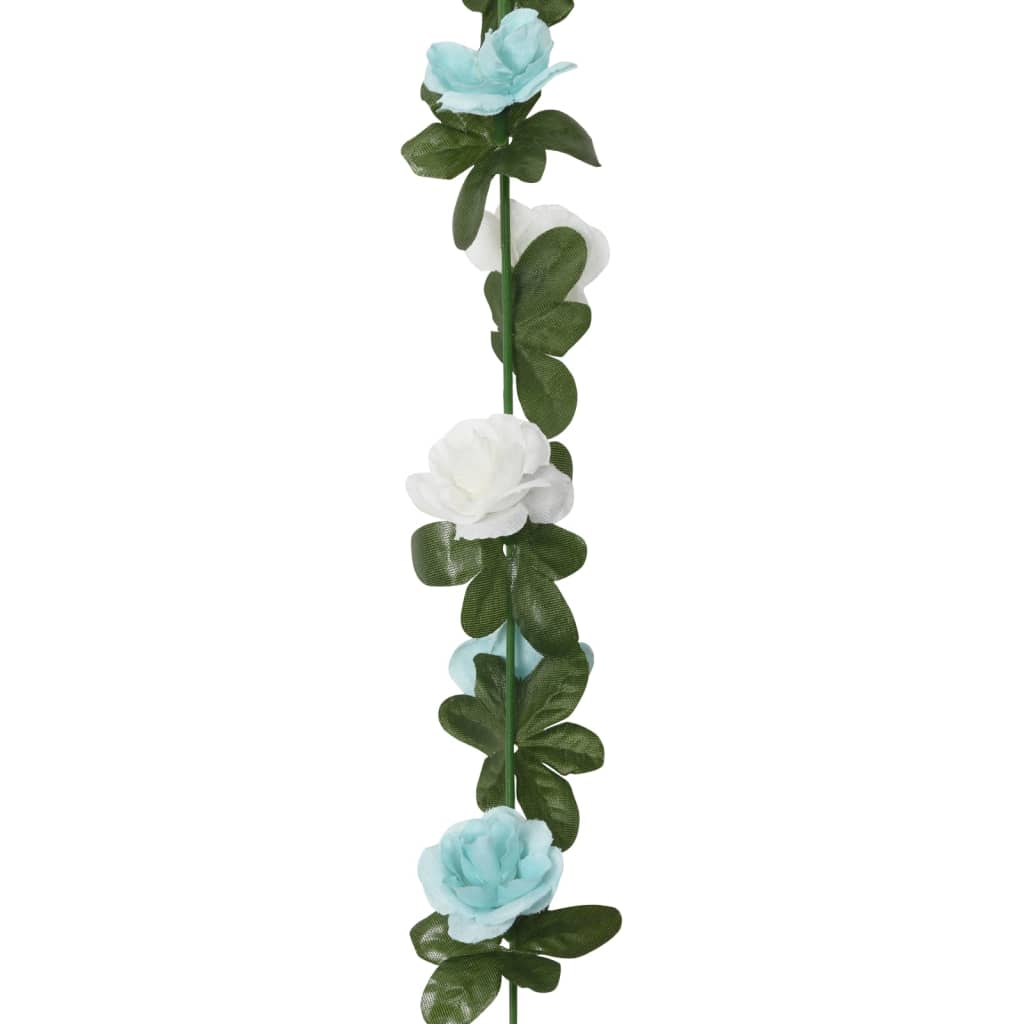 Ghirlande Fiori Artificiali Natale 6 pz Blu e Bianco 240 cm 359065