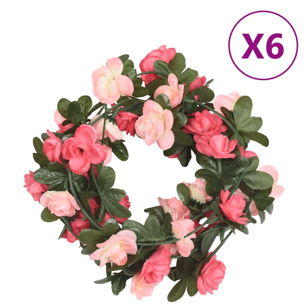 Ghirlande Fiori Artificiali 6 pz Rosato 240cm 359067