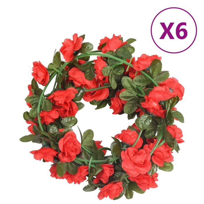 Ghirlande Fiori Artificiali 6 pz Rosso 240cm 359069