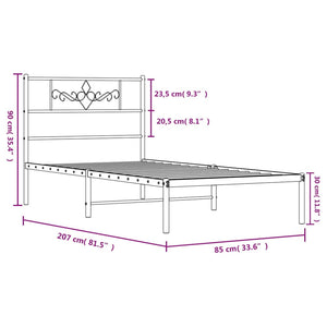 Giroletto con Testiera in Metallo Nero 80x200 cm 355258