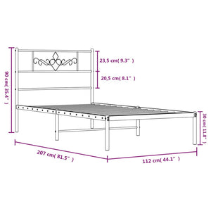 Giroletto con Testiera in Metallo Nero 107x203 cm 355263