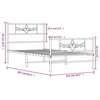 Giroletto con Testiera e Pediera Metallo Nero 107x203 cm 355281