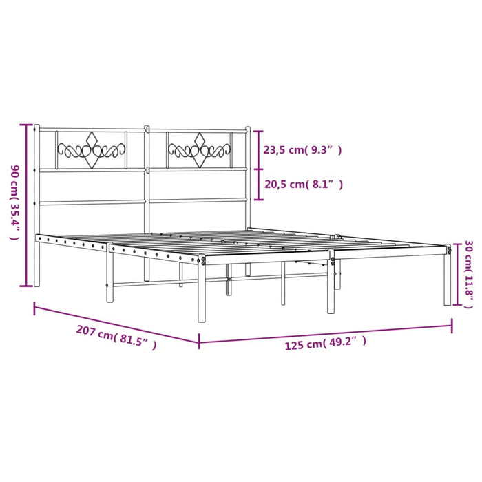 Giroletto con Testiera in Metallo Bianco 120x200 cm 355314