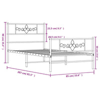 Giroletto con Testiera e Pediera Metallo Bianco 80x200 cm 355325