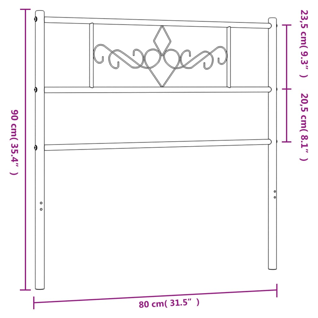 Testiera in Metallo Bianco 75 cm 355342