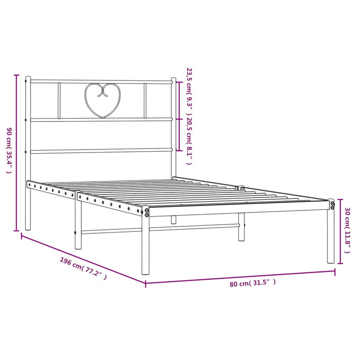 Giroletto con Testiera in Metallo Nero 75x190 cm 355453