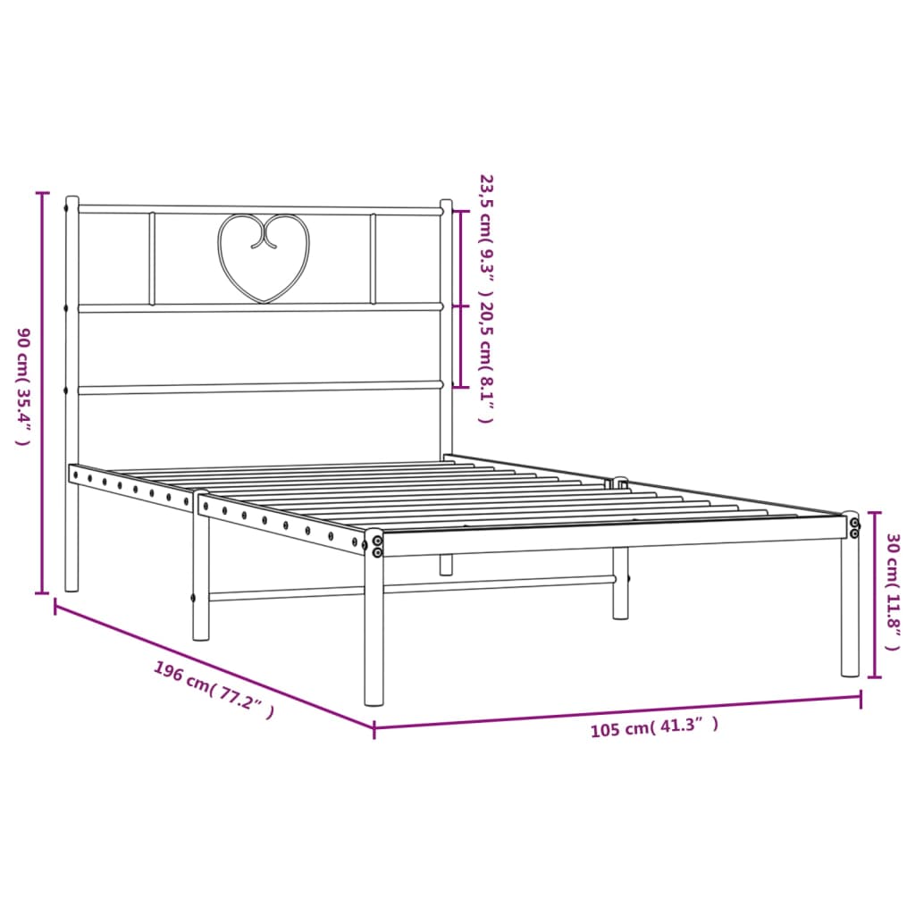 Giroletto con Testiera in Metallo Nero 100x190 cm 355457