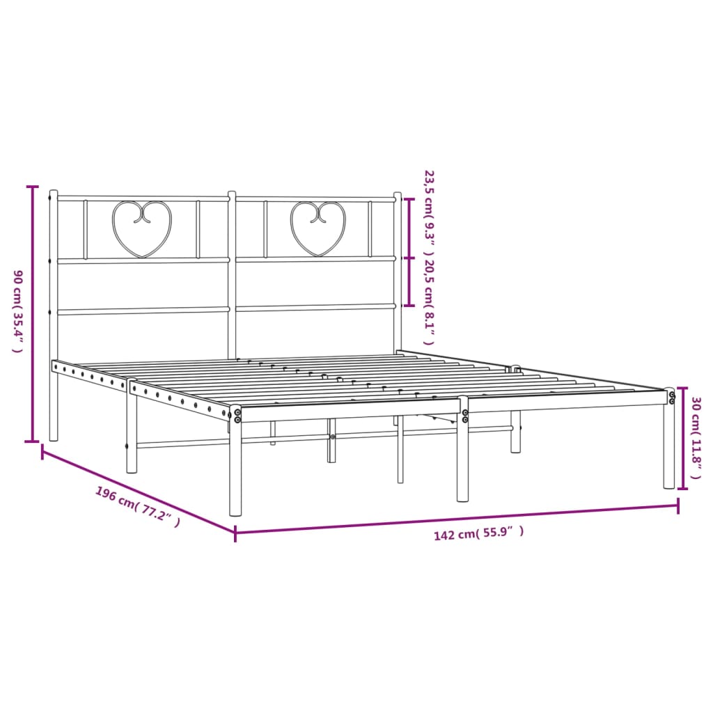 Giroletto con Testiera Metallo Bianco 135x190 cm 355511