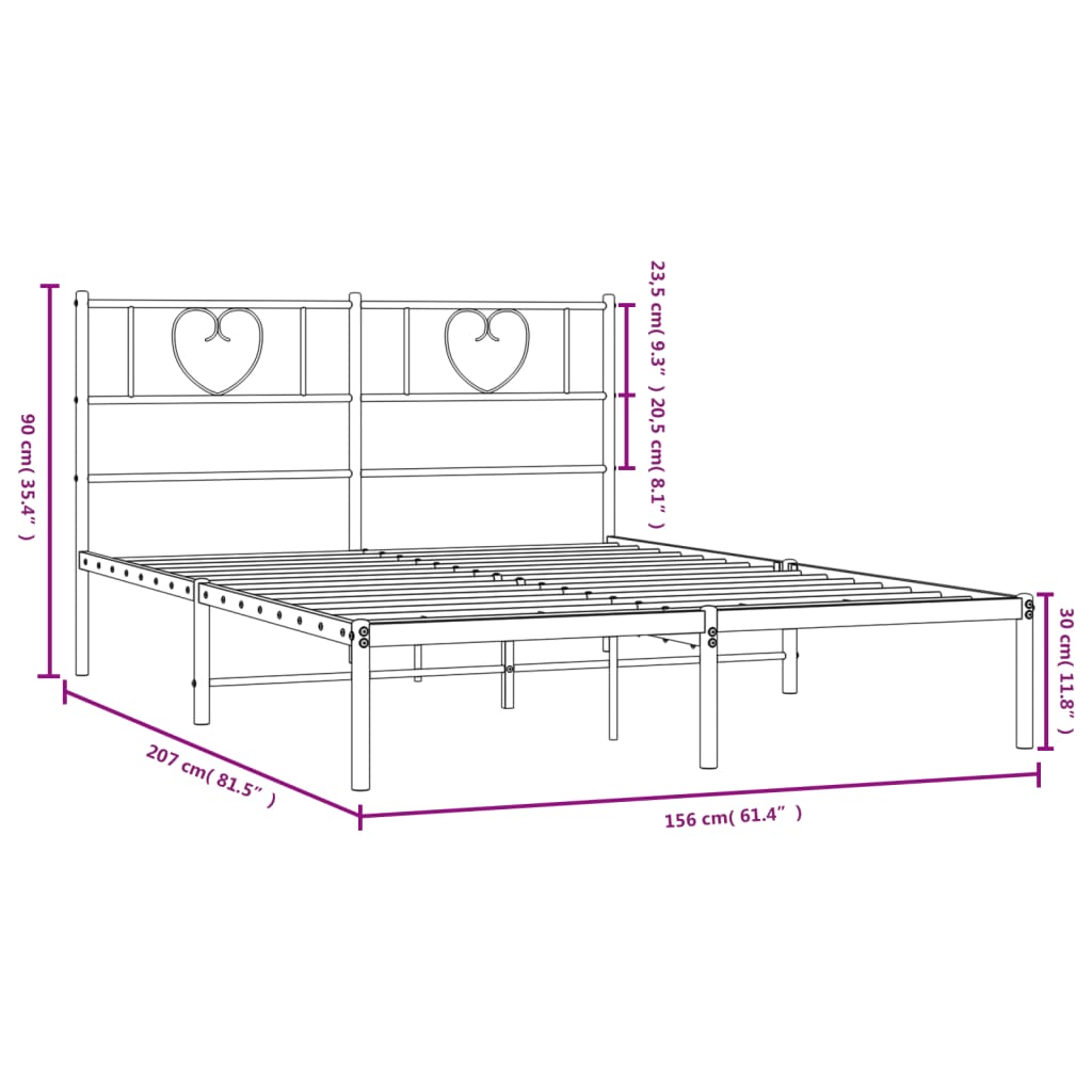 Giroletto con Testiera Metallo Bianco 150x200 cm 355514