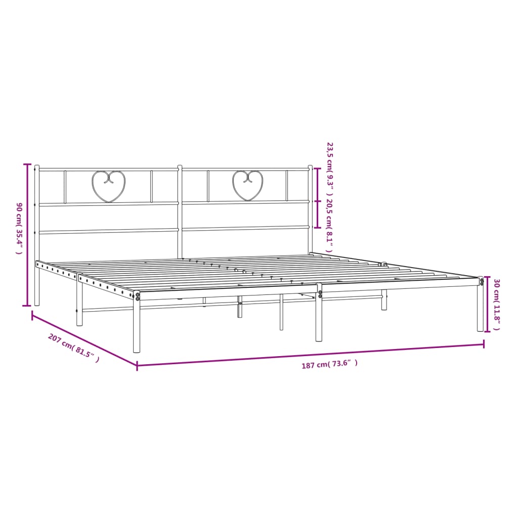 Giroletto con Testiera Metallo Bianco 180x200 cm 355516