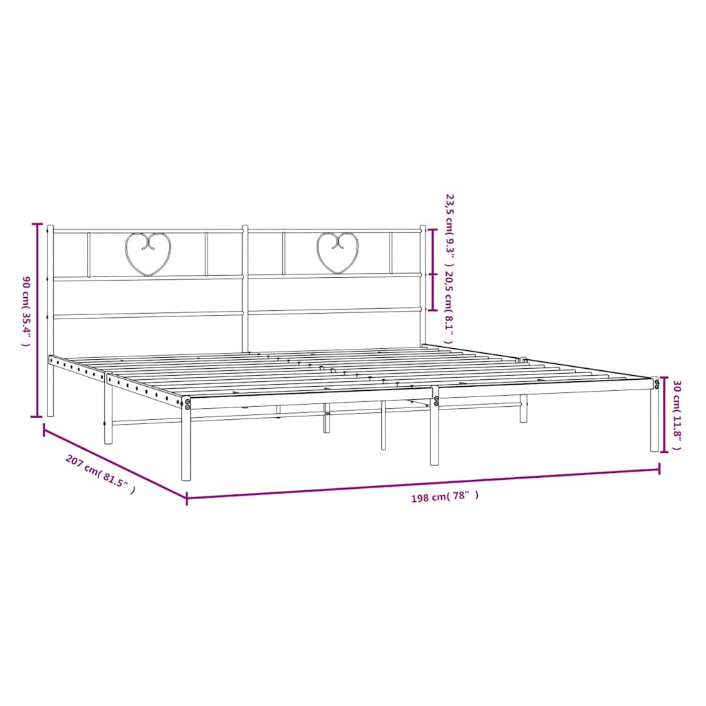 Giroletto con Testiera Metallo Bianco 193x203 cm 355518