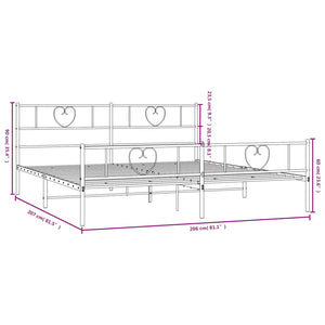 Giroletto con Testiera e Pediera Metallo Bianco 200x200 cm 355537