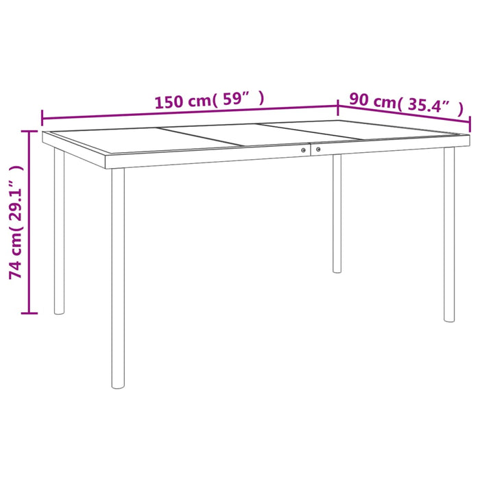 Set da Pranzo da Giardino 7 pz Nero in Acciaio e Textilene 3200679