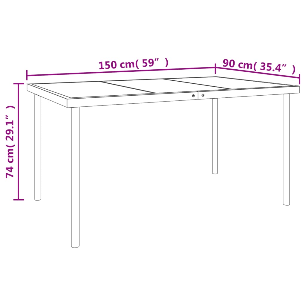 Set da Pranzo da Giardino 7 pz Nero in Acciaio e Textilene 3200679