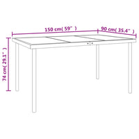 Set da Pranzo da Giardino 7 pz Nero in Acciaio e Textilene 3200679