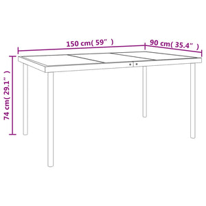 Set da Pranzo da Giardino 7 pz Nero in Acciaio e Textilene 3200679