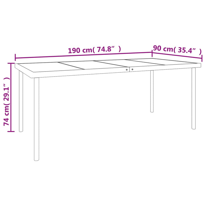 Set da Pranzo da Giardino 7 pz Nero in Acciaio e Textilene 3200680