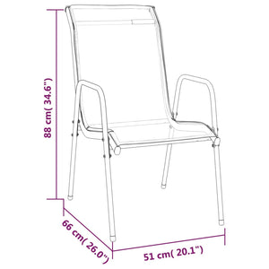 Set da Pranzo da Giardino 5 pz Nero in Acciaio e Textilene 3200686