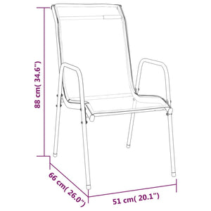 Set da Pranzo da Giardino 5 pz Nero in Acciaio e Textilene 3200692