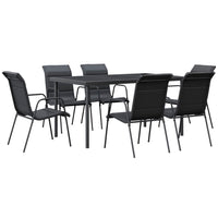 Set da Pranzo da Giardino 7 pz Nero in Acciaio e Textilenecod mxl 77102