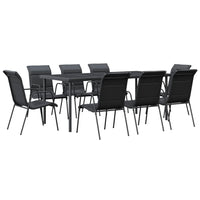 Set da Pranzo da Giardino 9 pz Nero in Acciaio e Textilenecod mxl 77092