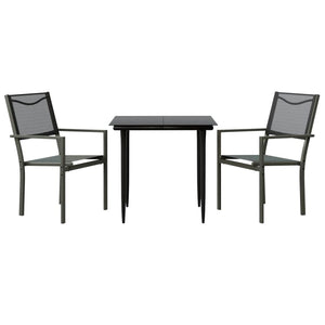 Set da Pranzo da Giardino 3 pz Nero in Acciaio e Textilenecod mxl 125029