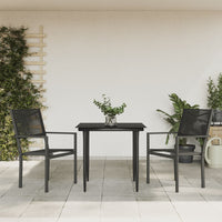 Set da Pranzo da Giardino 3 pz Nero in Acciaio e Textilenecod mxl 125029