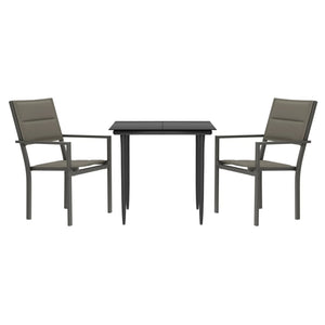 Set da Pranzo da Giardino 3 pz Nero in Acciaio e Textilenecod mxl 77293