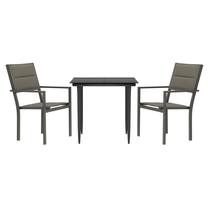 Set da Pranzo da Giardino 3 pz Nero in Acciaio e Textilenecod mxl 77293