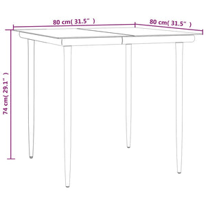 Set da Pranzo da Giardino 3 pz Nero in Acciaio e Textilene 3200734