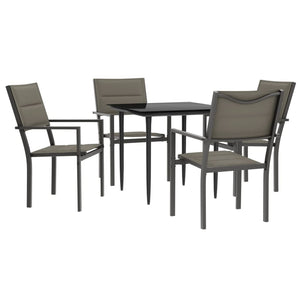 Set da Pranzo da Giardino 5 pz Nero in Acciaio e Textilenecod mxl 101061