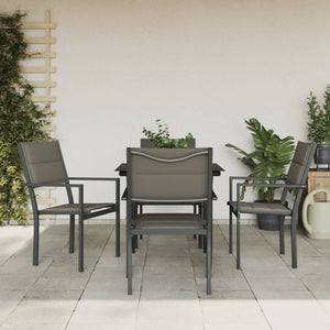 Set da Pranzo da Giardino 5 pz Nero in Acciaio e Textilenecod mxl 101061